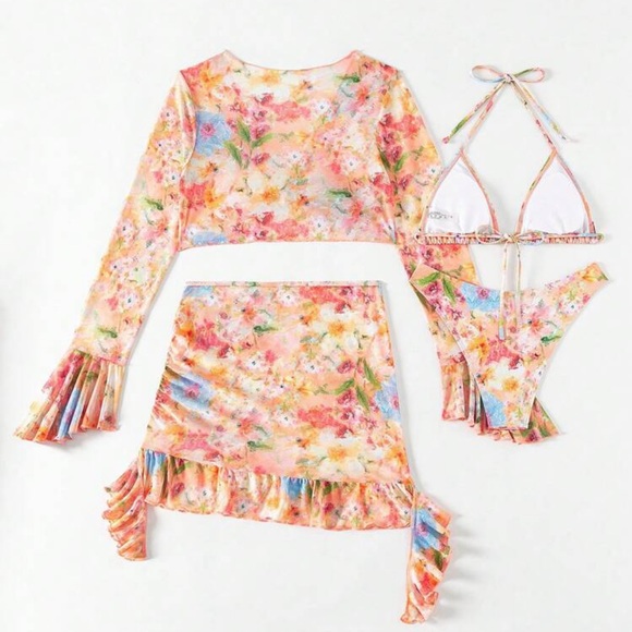 4 piece multicolor boho swim set - Picture 6 of 7